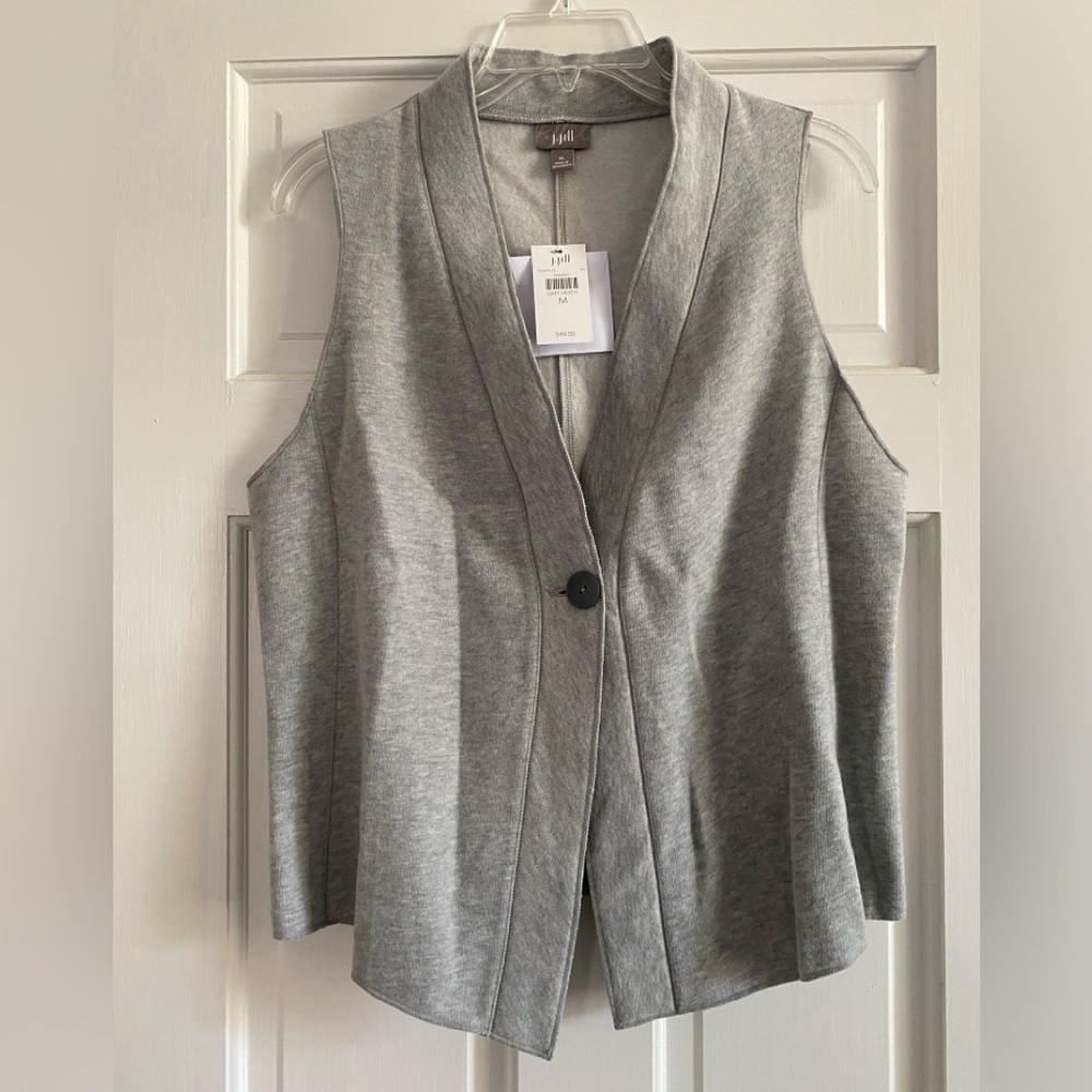 J.Jill Grey Heather, sleeveless fleece vest. Size,M. NWT.